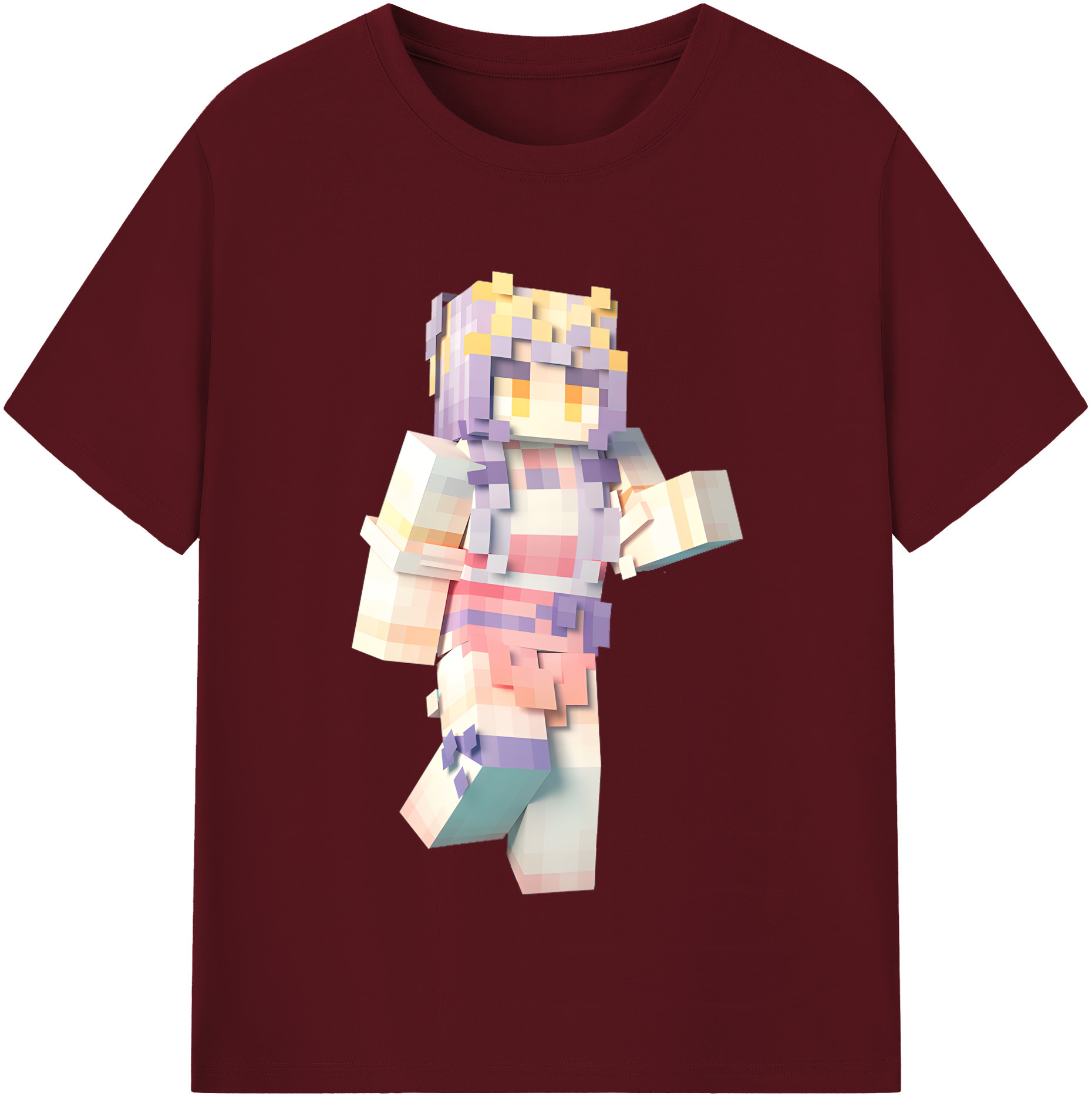 （画像用） マインクラフト ブロックの世界 Minecraft MC Block world 綿100％半袖Tシャツ（フロントプリント）